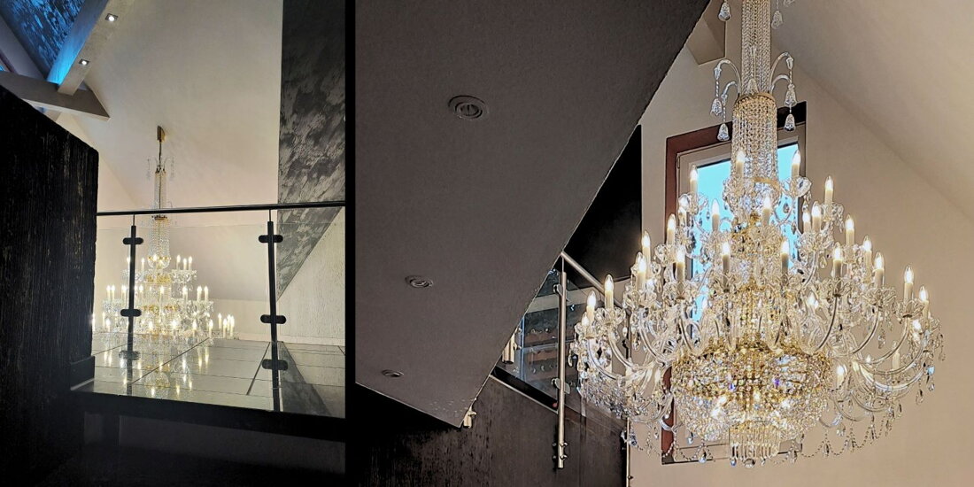 Loft Interior Elevated by Crystal Chandelier