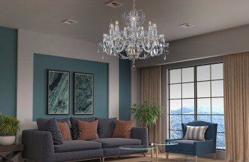 Crystal chandelier in living room