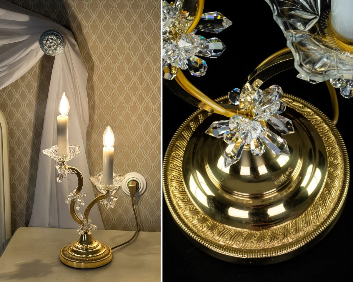 Křištálová stolní lampa typu Marie Terezie
