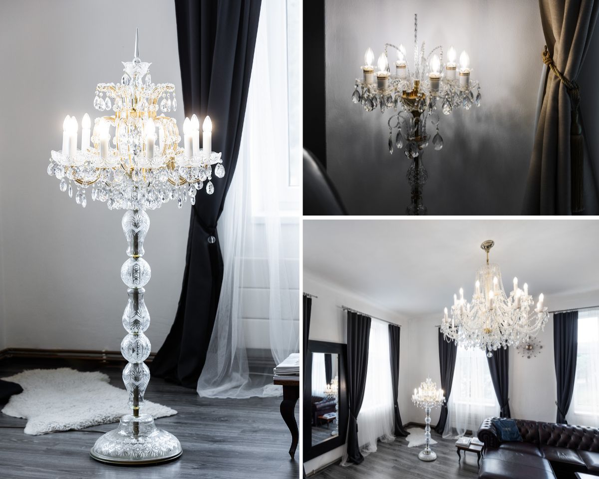 Podlahová lampa z českého křištálu