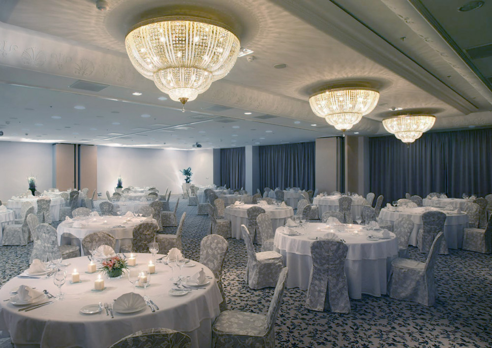 crystal chandelier in hotel