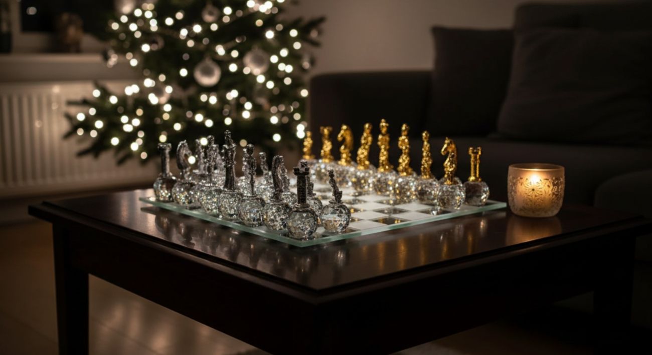 Luxusní skleněné šachy Royal