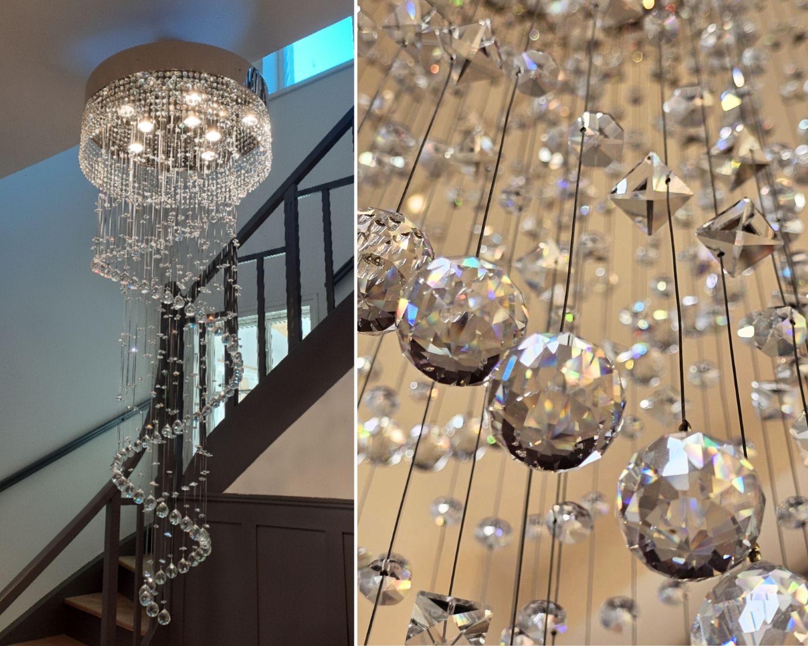 spirálové svítidlo na schodišti