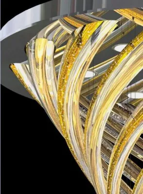 Detail moderního skleneného svítidla