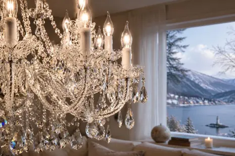 Crystal chandelier in a Scandinavian interior: why this contrast works