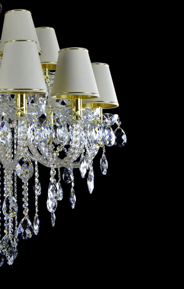 Chandelier with clearance shades and crystals