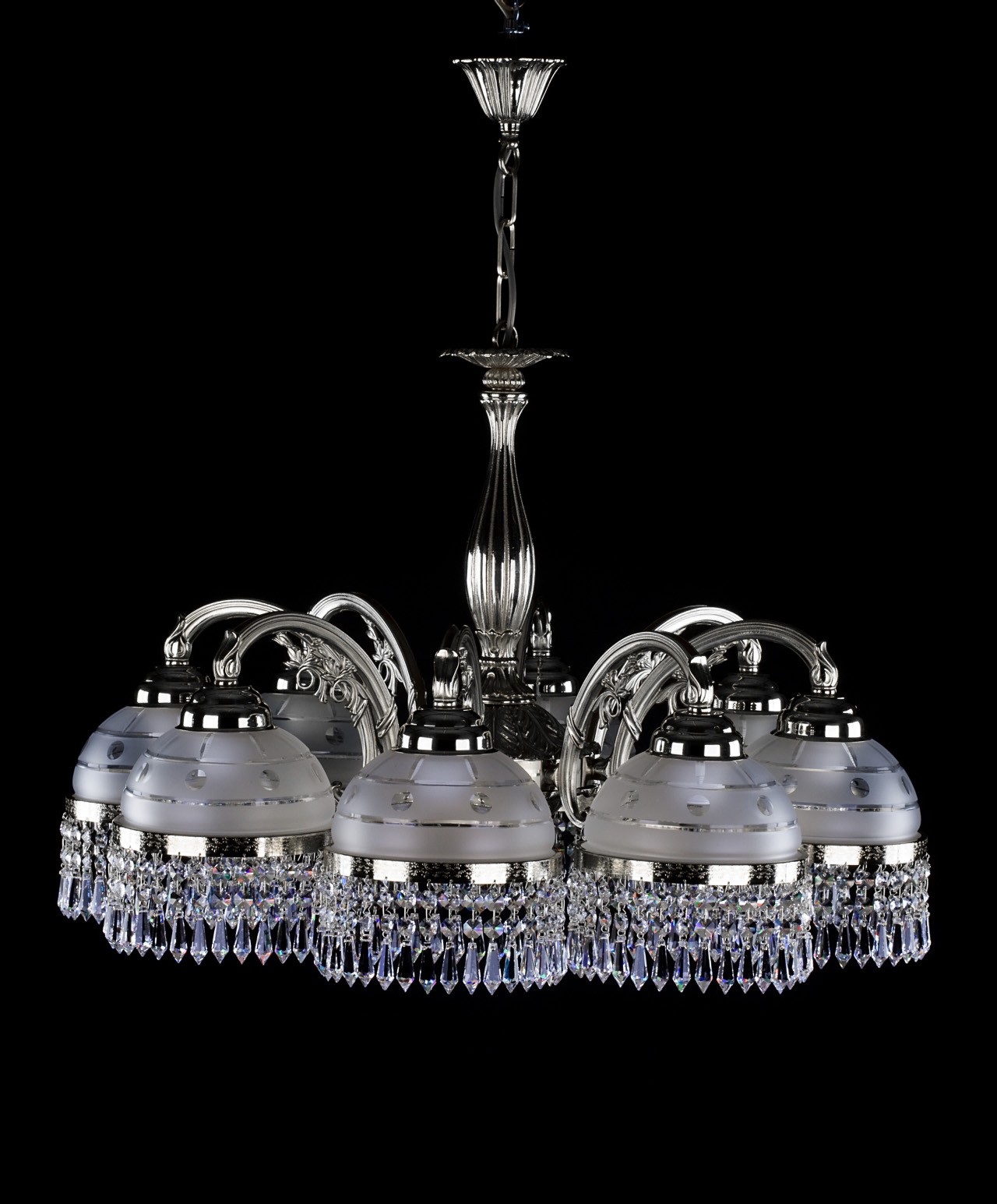 Eurosvet 10081/8 хром/прозрачный strotskis. подвесная люстра шанделер хрустальная.