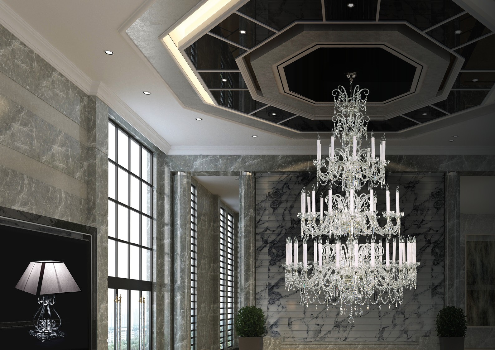 Long chandelier for staircase EL6185003