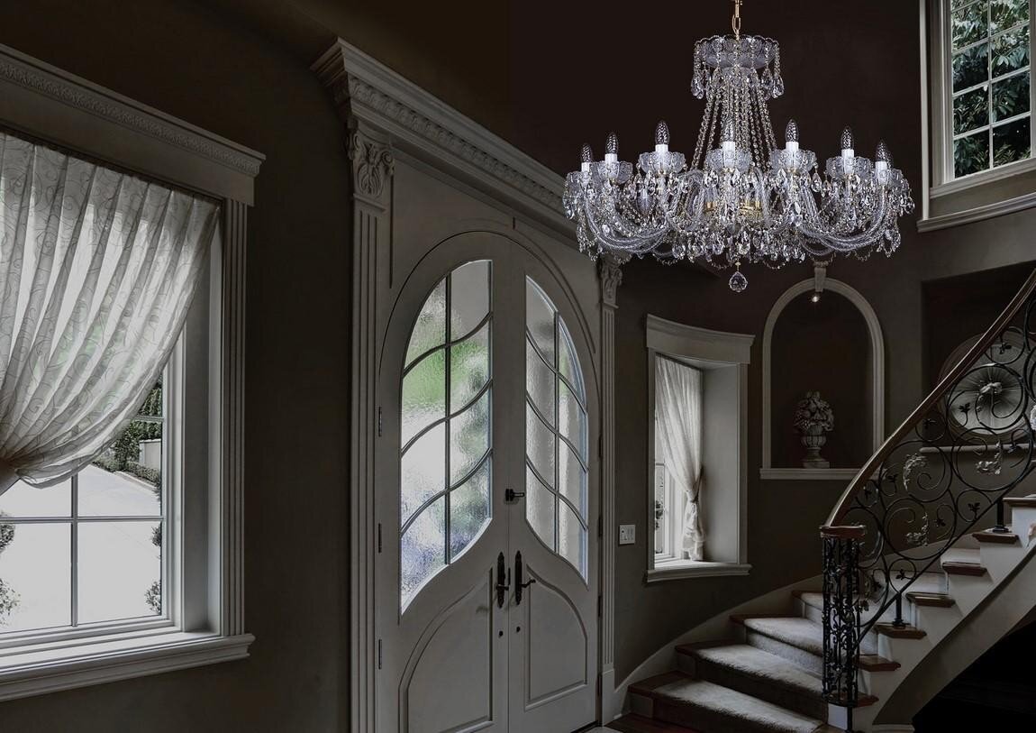 Crystal chandelier above the staircase in urban style L033CLN