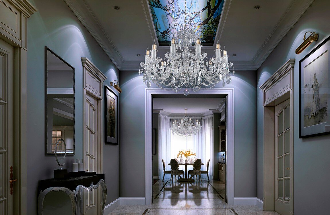 Crystal chandelier for the halls of houses in urban style EL1071201