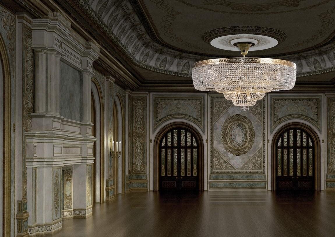 Hallway in chateau style chandelier TX349000020