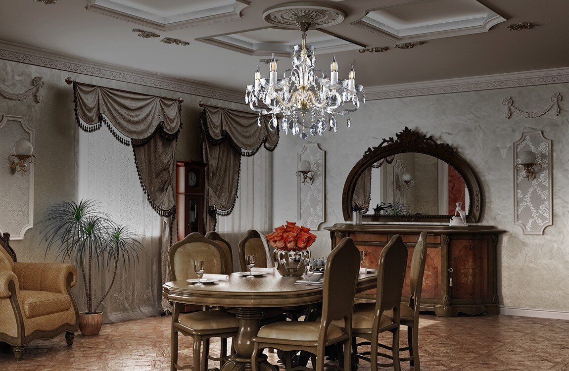 Crystal chandelier above the dining table EL166601