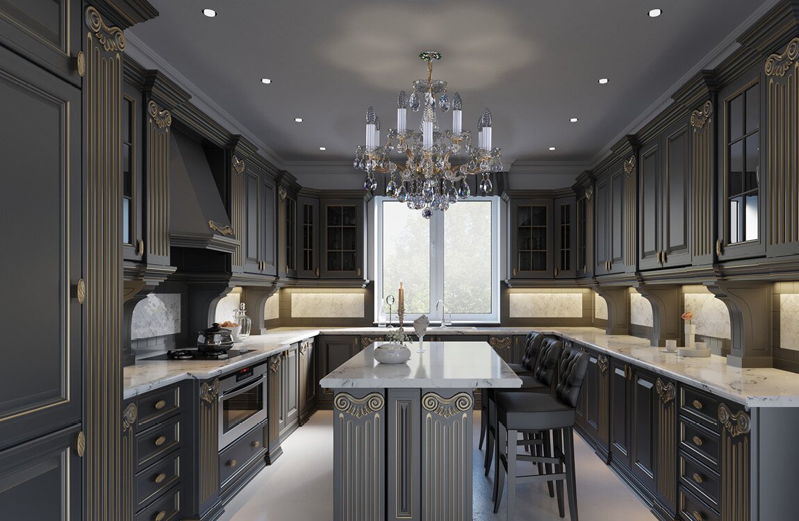 Kitchen in glamour style crystal chandelier L421CE