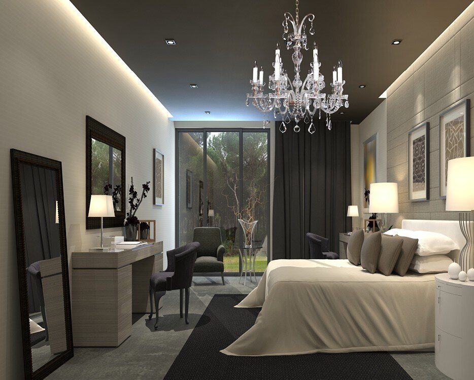Bedroom crystal chandelier in urban style EL6701201
