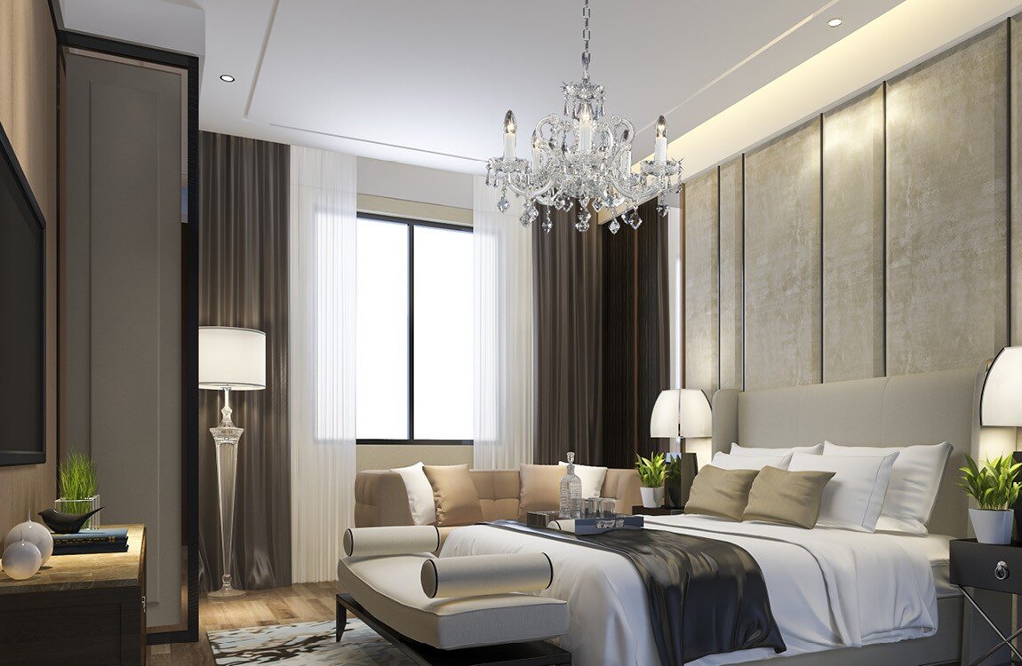 Elegantní lustr do ložnice ve stylu glamoure APS211