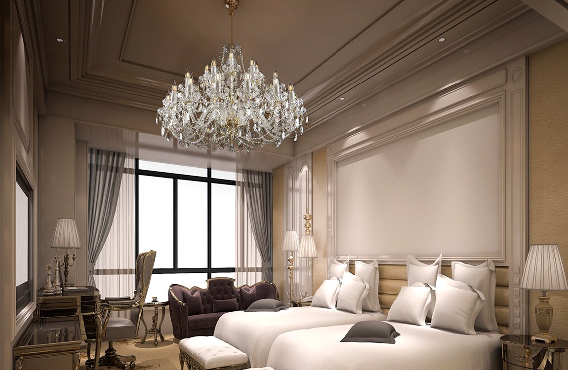 Large crystal chandelier for bedroom in glamour style EL1072801PB