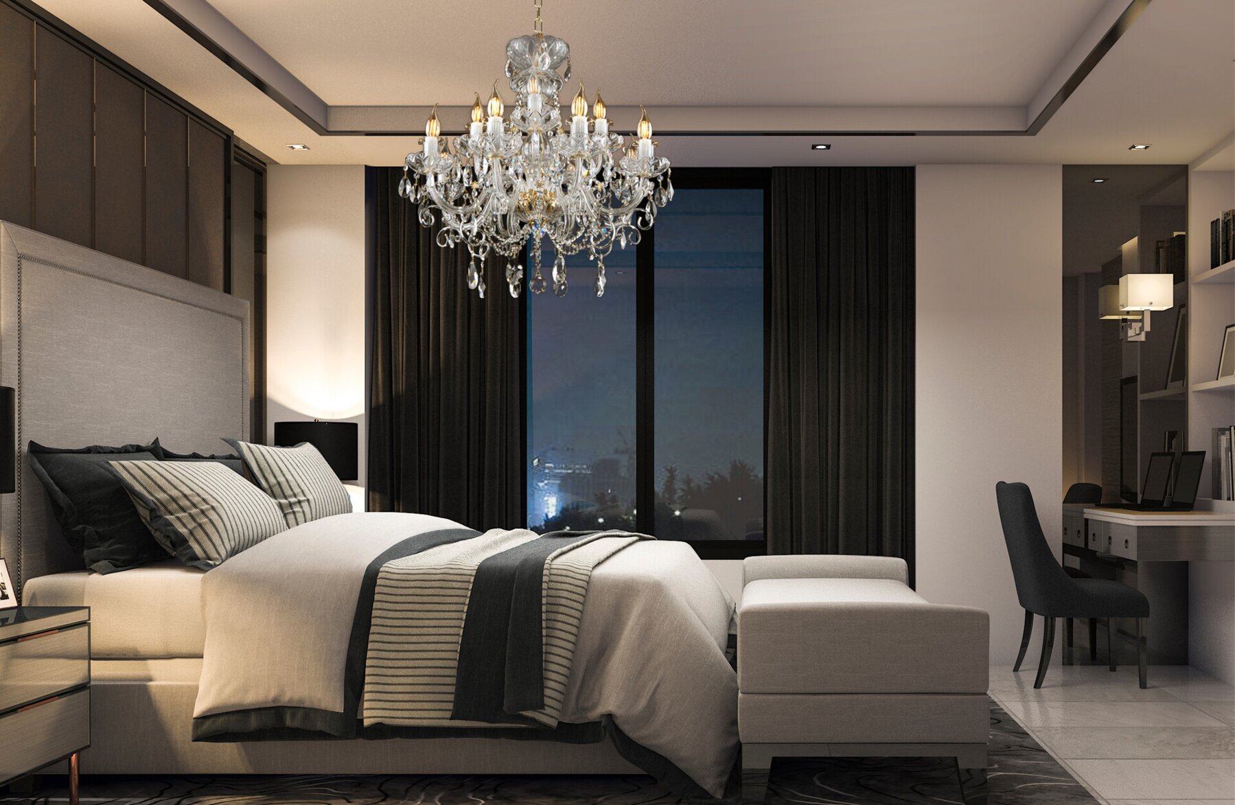 Bedroom crystal chandelier in urban style EL1151202PB