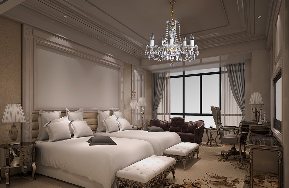 Bedroom in glamour style crystal chandelier L16051CLN