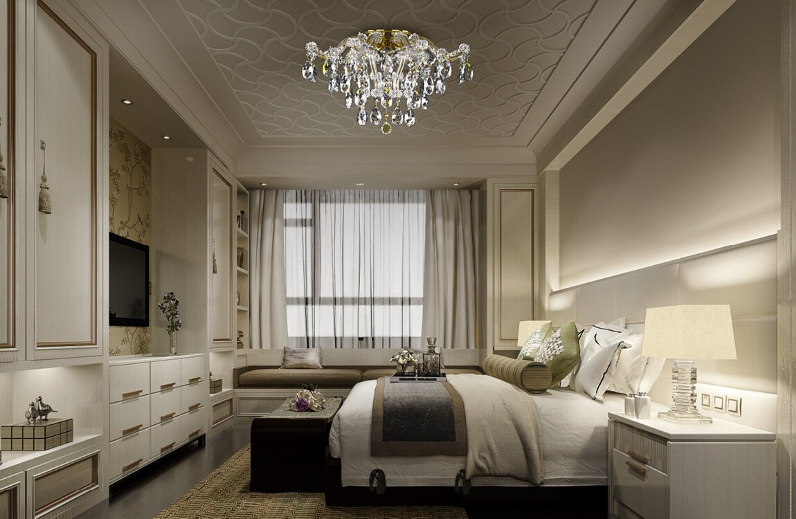 Bedroom in glamour style crystal chandelier L430CE