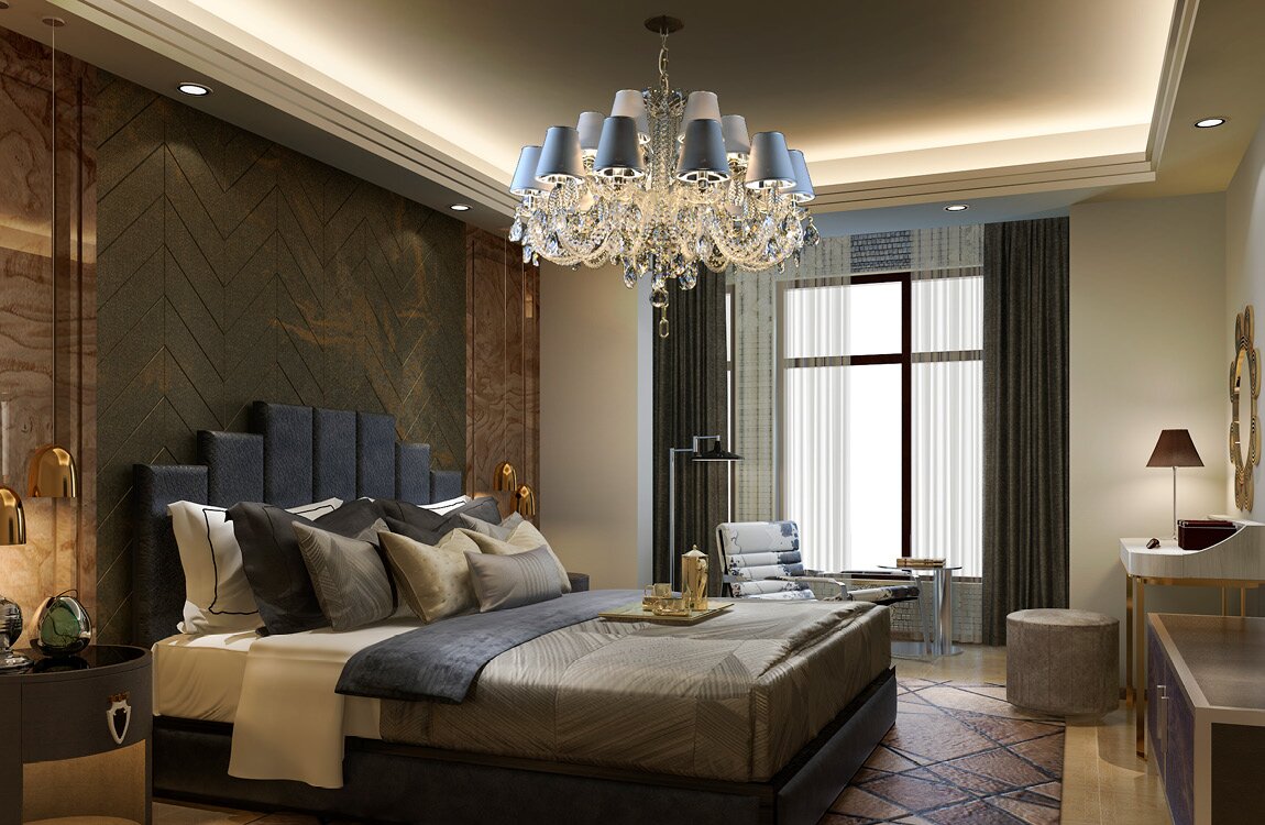 Luxusní křišťálový lustr do ložnice ve stylu glamoure LW125182140
