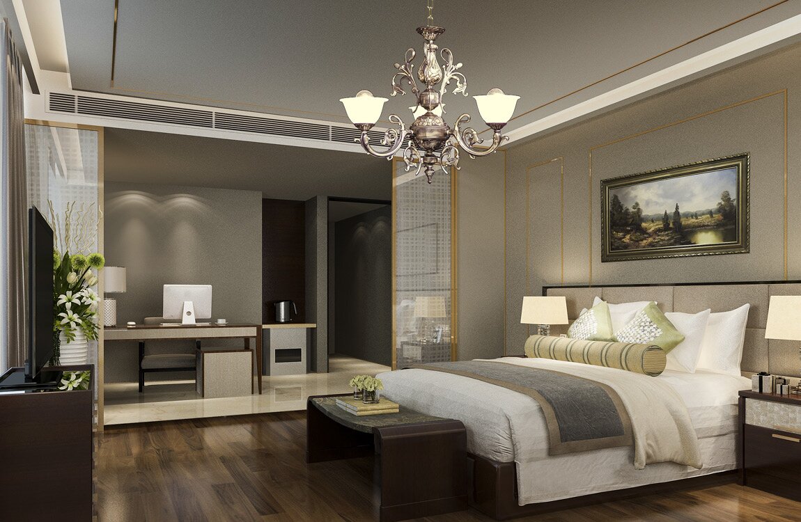 Brass chandelier for bedroom in glamour style TX954002003