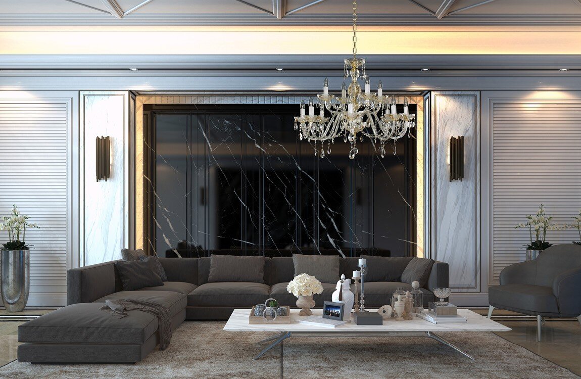 Cut chandelier for living room in glamour style EL6861202