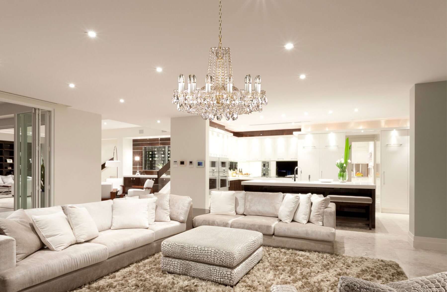 Modern crystal chandelier in the living room in urban style AL016