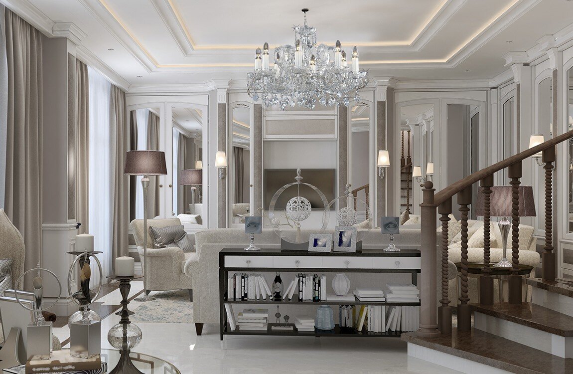 Living room in chateau style crystal chandelier APS212