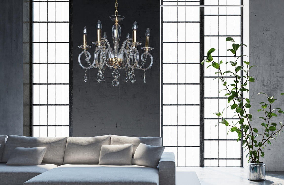 Křišťálový lustr do obýváku v industriálním stylu  EL216604