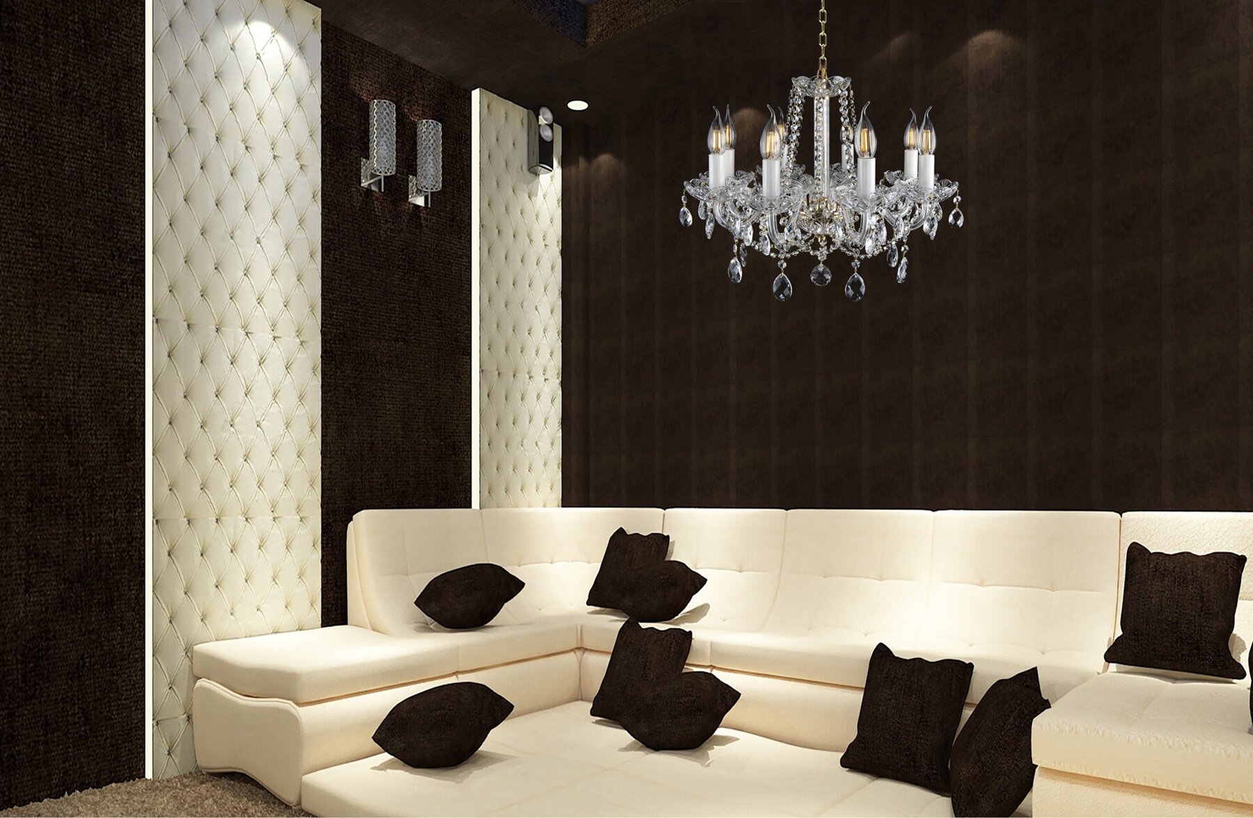 Living room in glamour style crystal chandelier EL081801PB