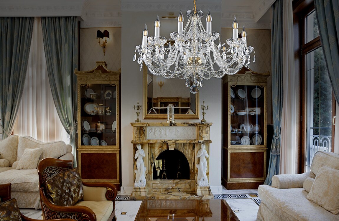 Living room in chateau style crystal chandelier EL13212021PB