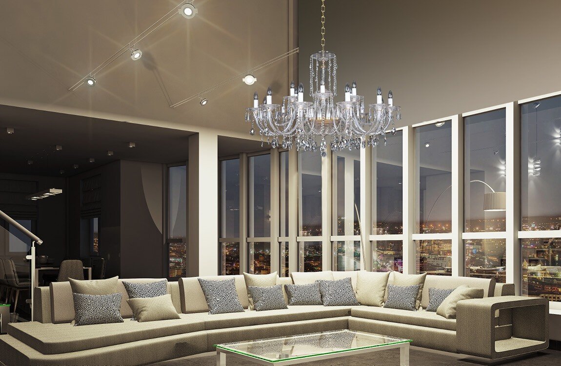 Large crystal chandelier for living room in industrial style EL4321808