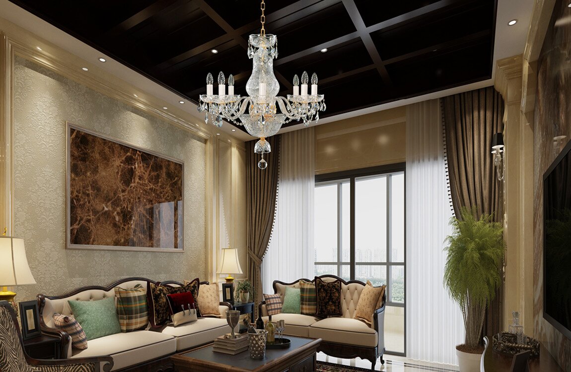 Living room in glamour style crystal chandelier EL6801102