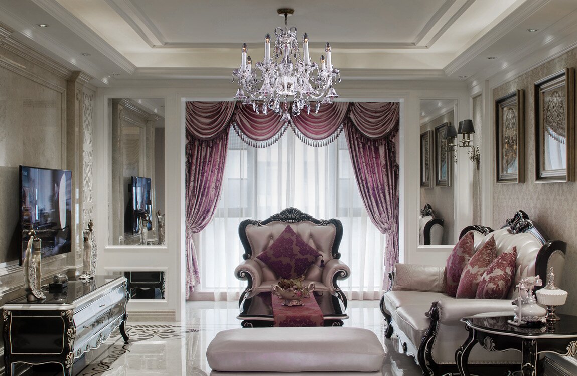 Living room in chateau style crystal chandelier EL8410873-7