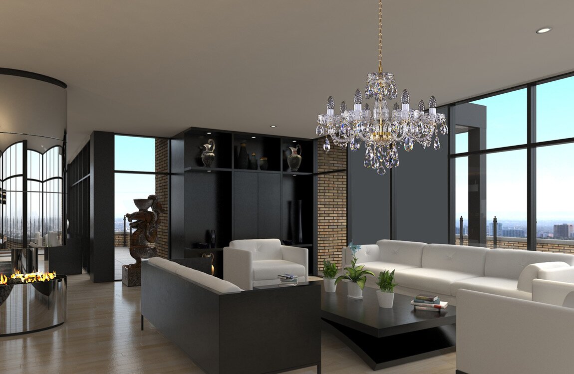 Křišťálový lustr do obývacího pokoje v moderním stylu  L037CE