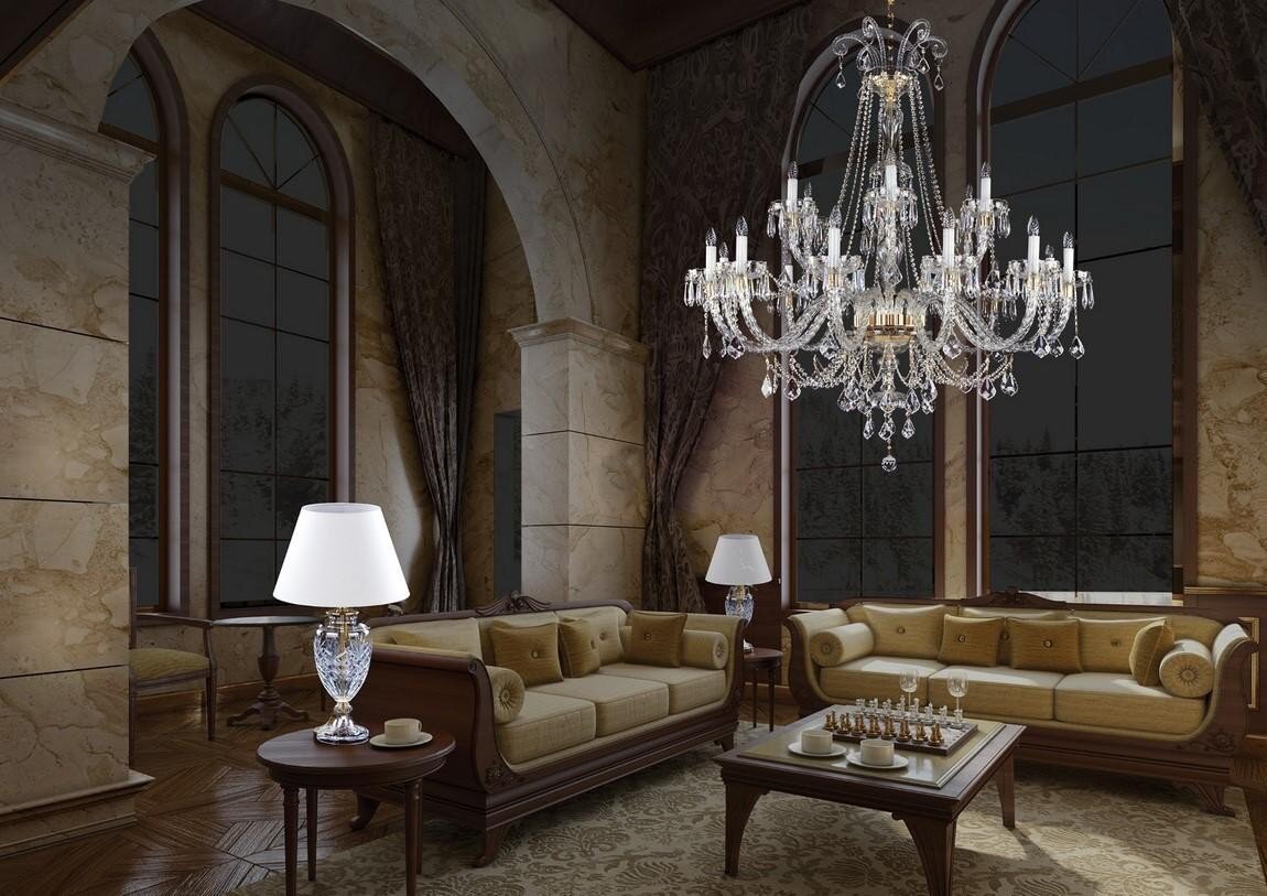 Living room in chateau style crystal chandelier L16041CE