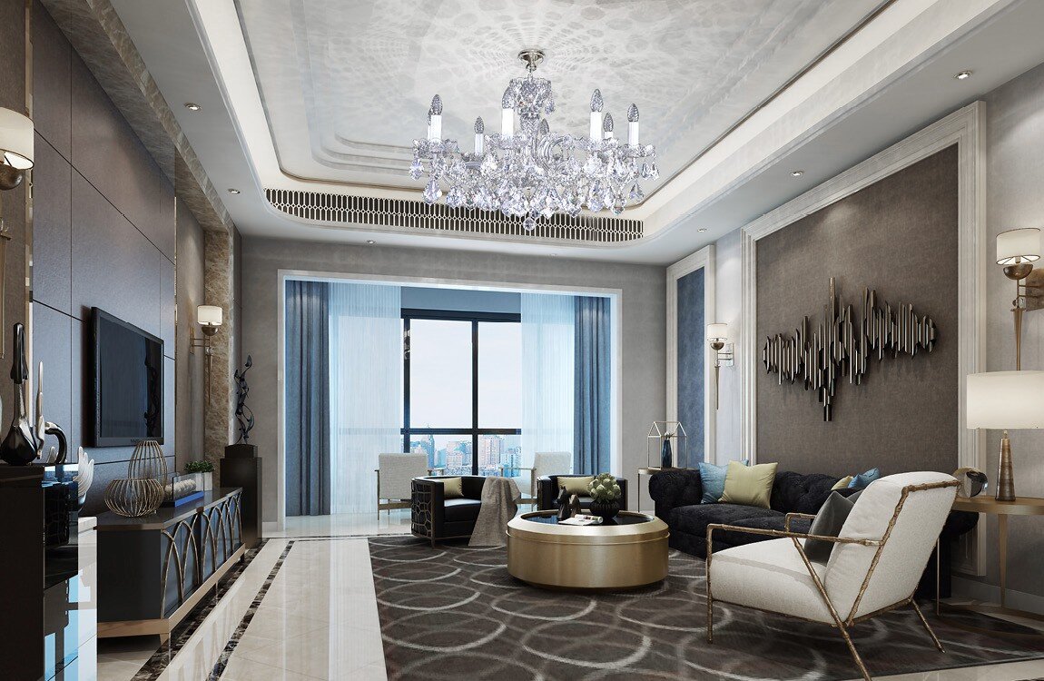 Eleganter moderner Kronleuchter für Wohnzimmer im Glamour-Stil L16224CE  