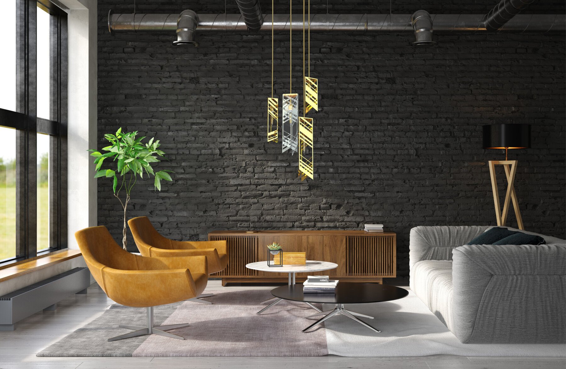 Moderní svítidlo do obývacího pokoje v industriálním stylu  LV099
