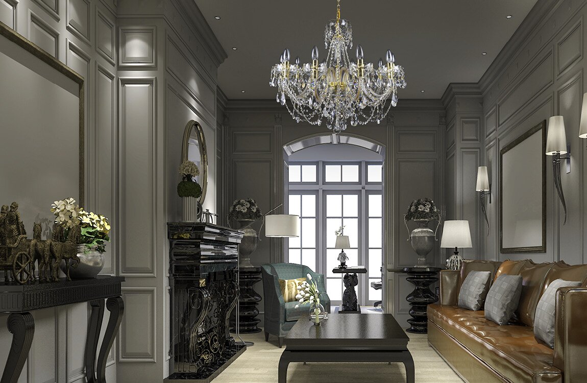 Living room in glamour style crystal chandelier LW121102200G