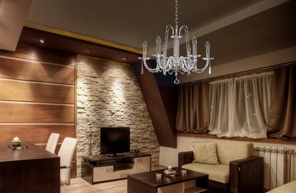 Living room in scandinavian style crystal chandelier EL210603