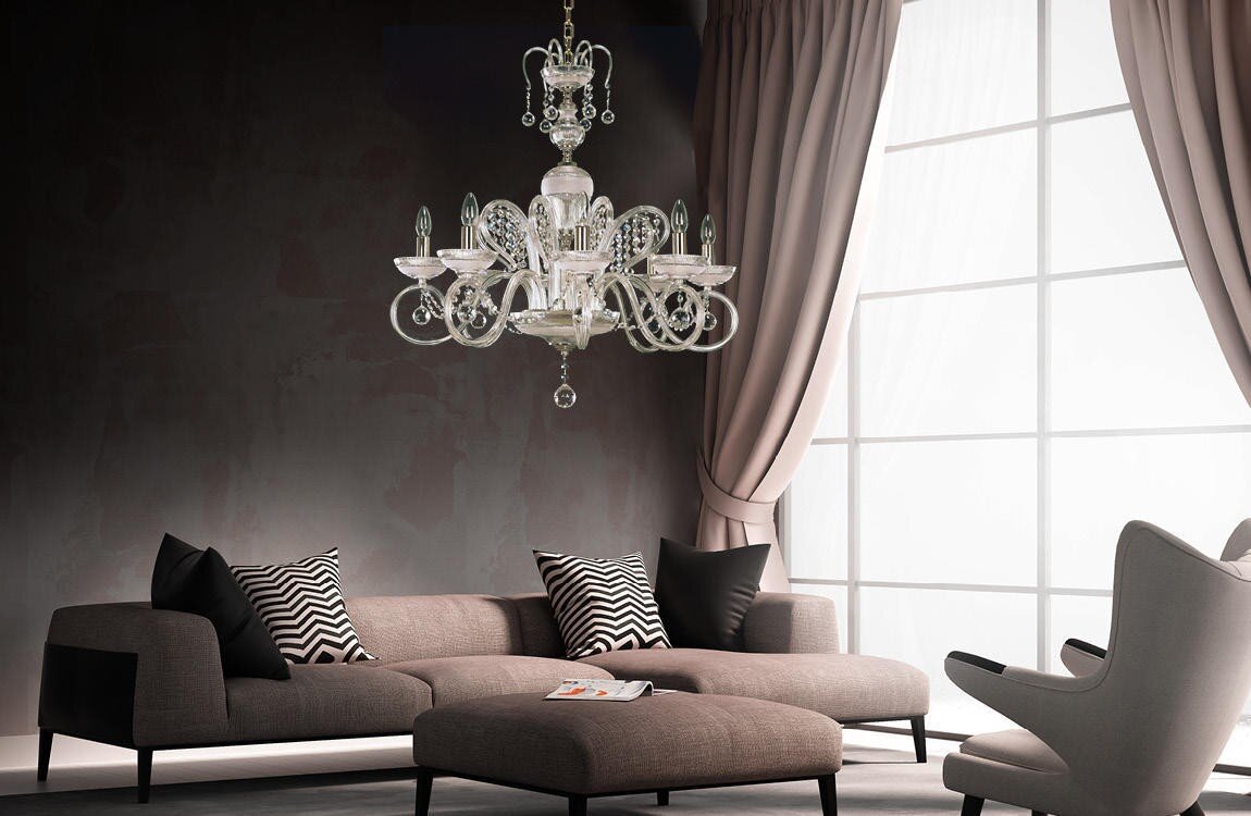 Living room in scandinavian style crystal chandelier EL443807