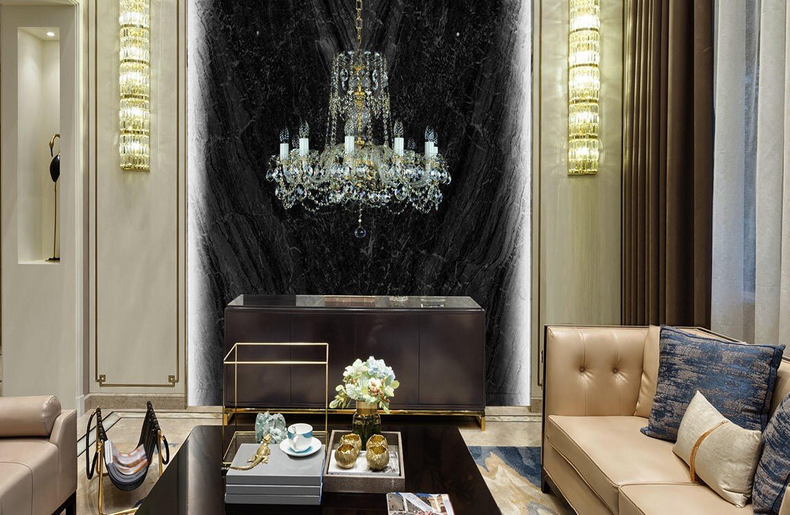 Living room in glamour style crystal chandelier L145CE