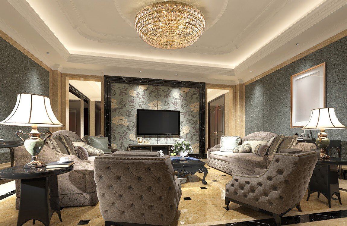 Living room in glamour style crystal chandelier TX306400012Z