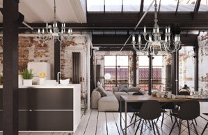 Industrial interior style and a crystal chandelier?