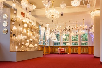 Showroom of crystal chandeliers in Czech Republic 