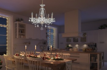 Crystal chandelier in the kitchen
