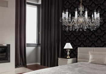 Chandeliers and lamps in the bedroom