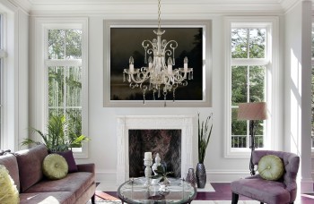 Classic crystal chandelier in living room