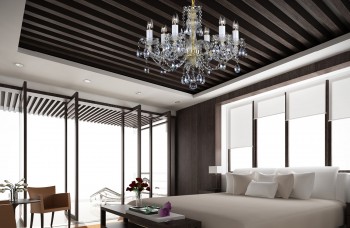 Crystal chandelier in a modern living room