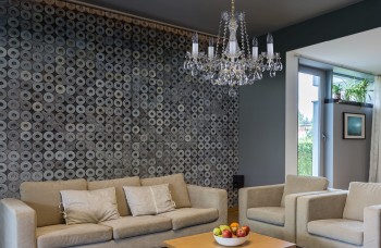 Classic crystal chandelier in the house hall